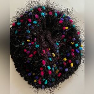 Hand Crochet soft Pom Pom slouch colorful hat one size